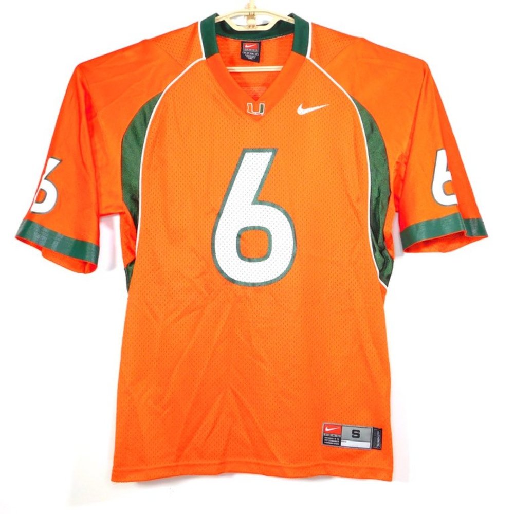 University of Miami Hurricanes Football Jersey # 6 Nike Team Orange & Green